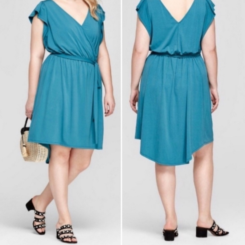 Ava & Viv Asymmetrical Teal Dress